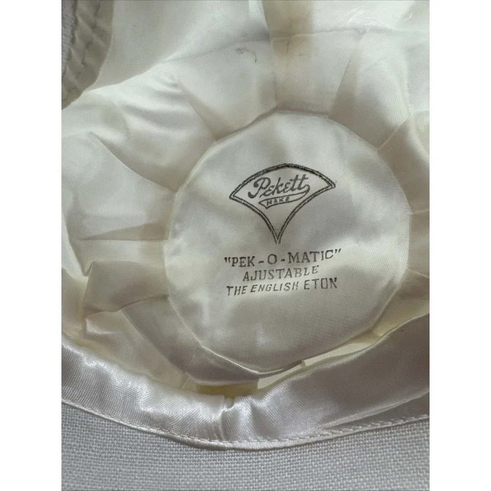 Vintage‎ Peckett The English Eton Toddler Or Doll Lined Newsboy Hat White Linen